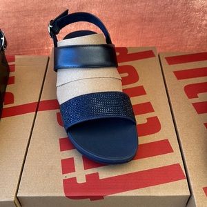 Fitflop Lulu Crystal Embellished Back Strap Sandals Size:10